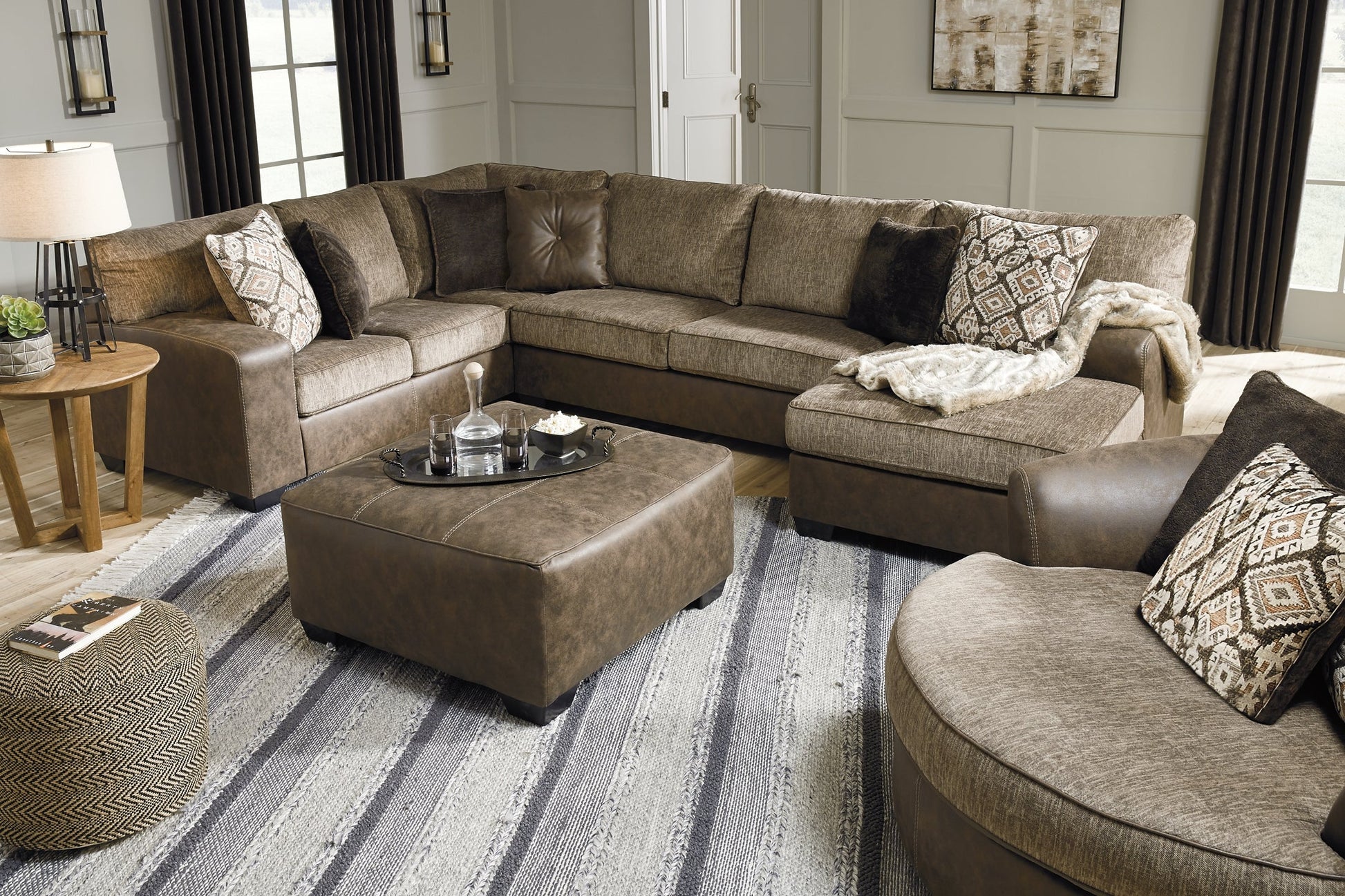 Abalone 3-Piece Sectional with Ottoman Rent Wise Rent To Own Jacksonville, Florida