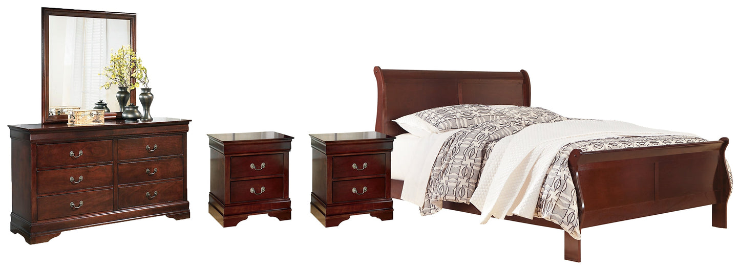 Alisdair California King Sleigh Bed with Mirrored Dresser and 2 Nightstands Rent Wise Rent To Own Jacksonville, Florida