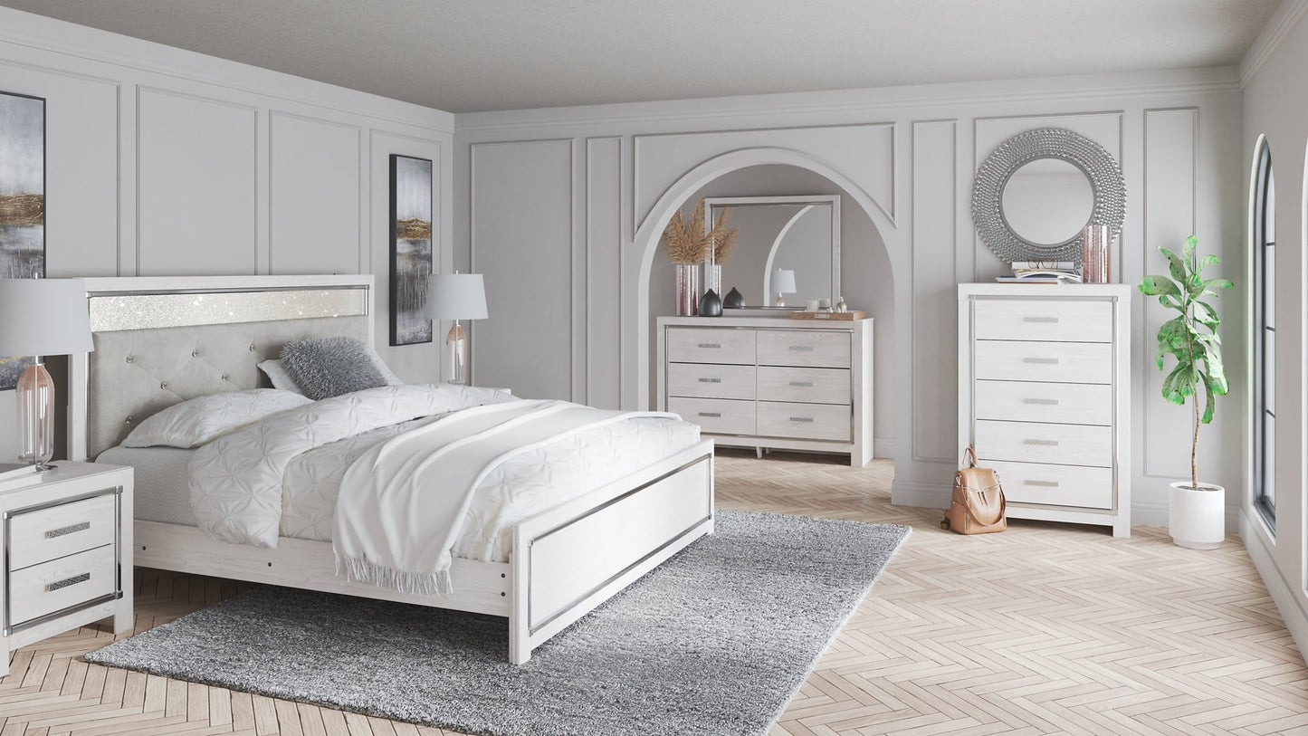 Altyra King Panel Bed with Mirrored Dresser and Chest Rent Wise Rent To Own Jacksonville, Florida