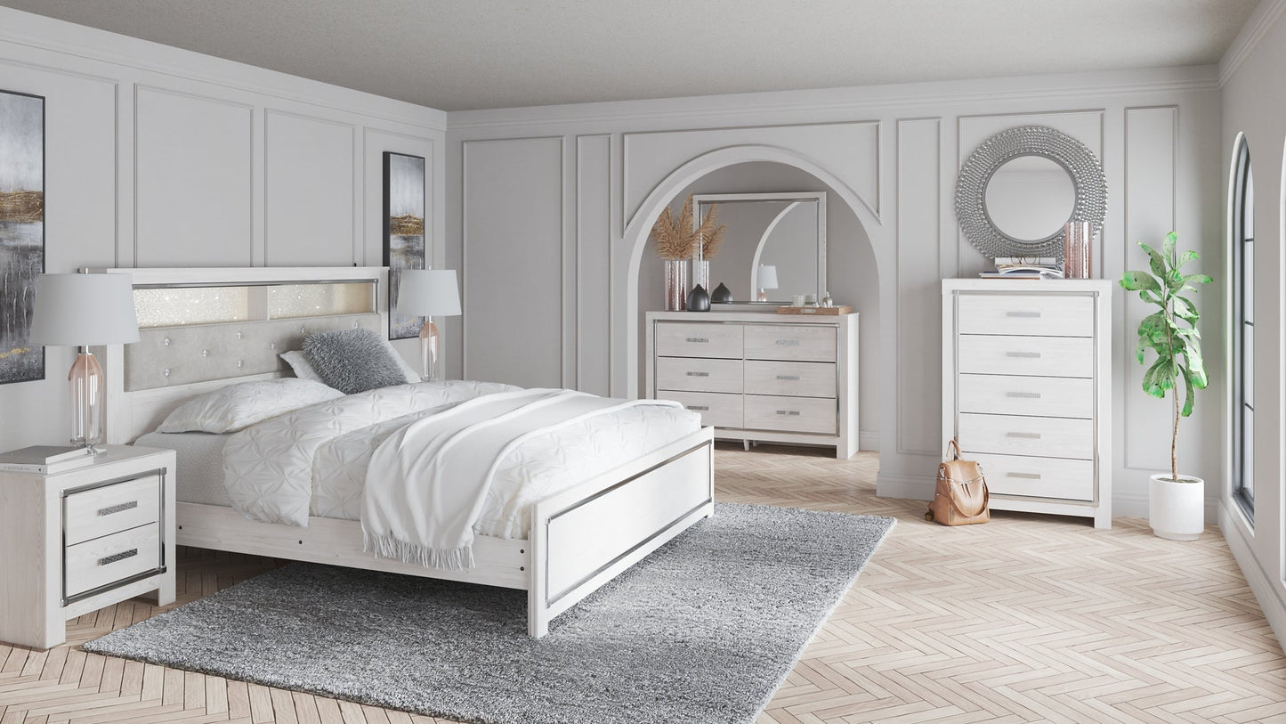 Altyra King Panel Bookcase Bed with Mirrored Dresser and 2 Nightstands Rent Wise Rent To Own Jacksonville, Florida