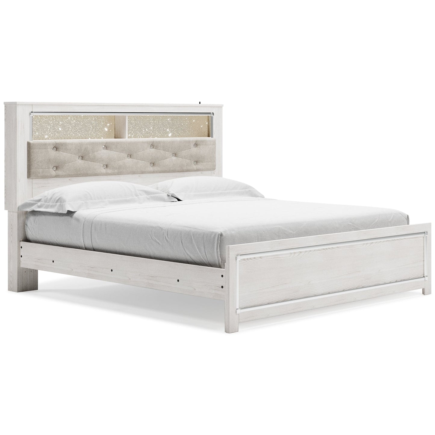 Altyra King Panel Bookcase Bed with Mirrored Dresser and 2 Nightstands Rent Wise Rent To Own Jacksonville, Florida