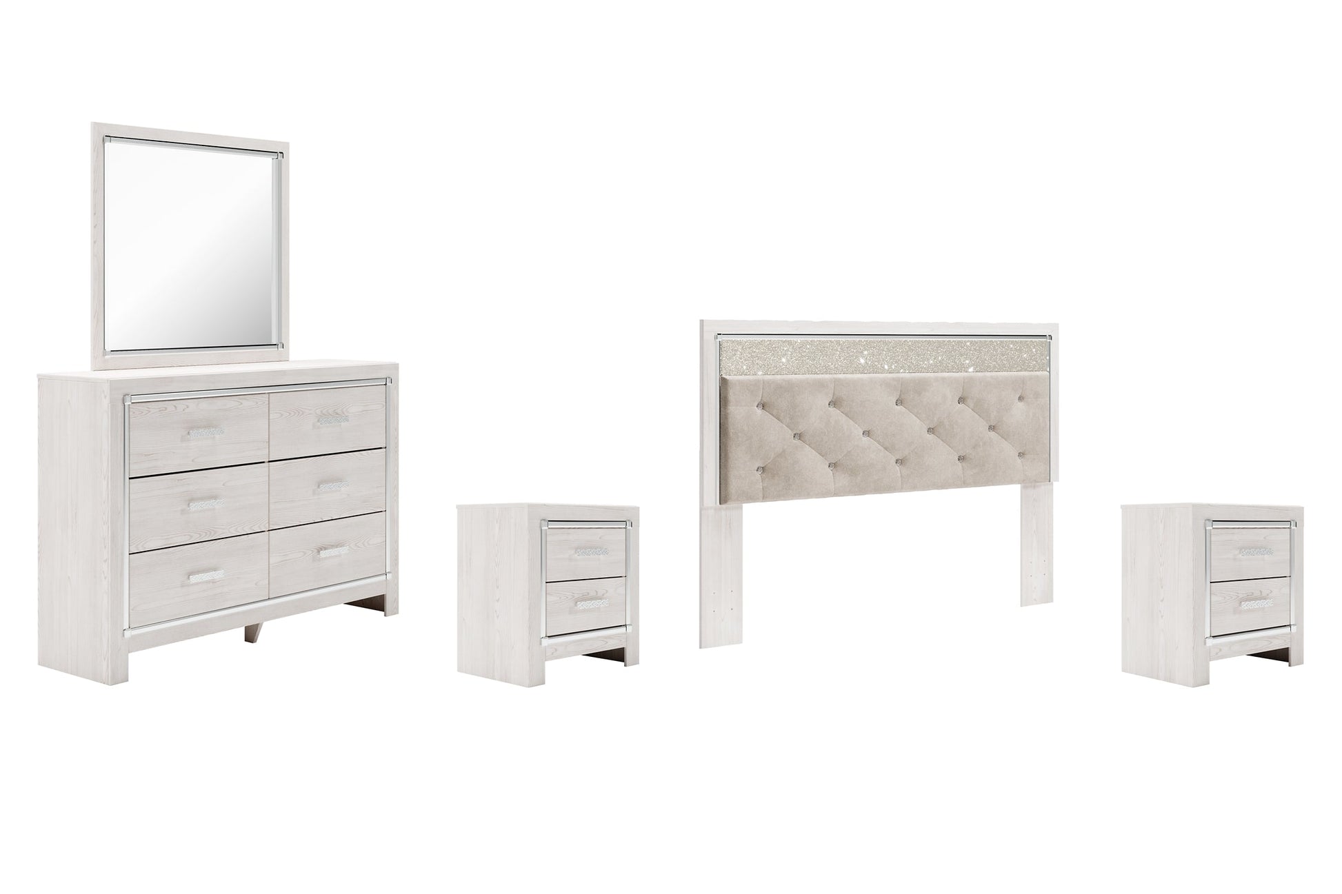 Altyra King Panel Headboard with Mirrored Dresser, Chest and 2 Nightstands Rent Wise Rent To Own Jacksonville, Florida