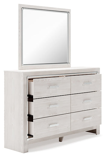 Altyra King Upholstered Storage Bed with Mirrored Dresser and Nightstand Rent Wise Rent To Own Jacksonville, Florida