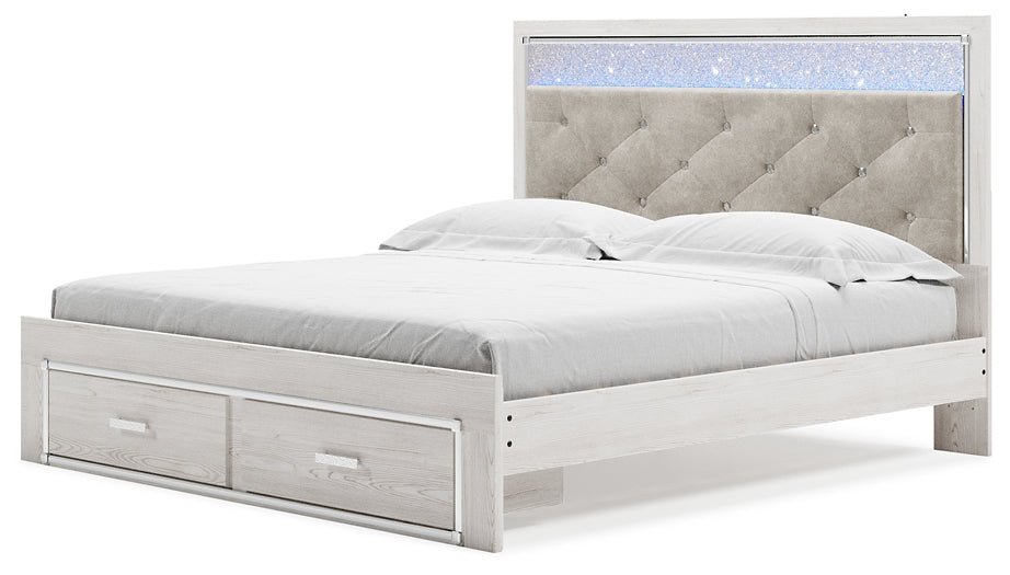 Altyra King Upholstered Storage Bed with Mirrored Dresser and Nightstand Rent Wise Rent To Own Jacksonville, Florida