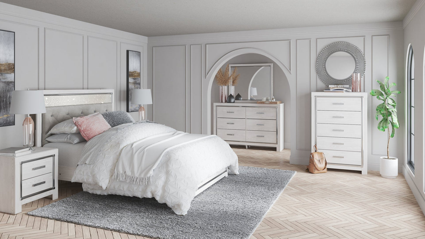 Altyra Queen Panel Bed with Mirrored Dresser, Chest and 2 Nightstands Rent Wise Rent To Own Jacksonville, Florida