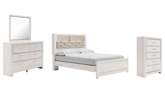 Altyra Queen Panel Bookcase Bed with Mirrored Dresser and Chest Rent Wise Rent To Own Jacksonville, Florida