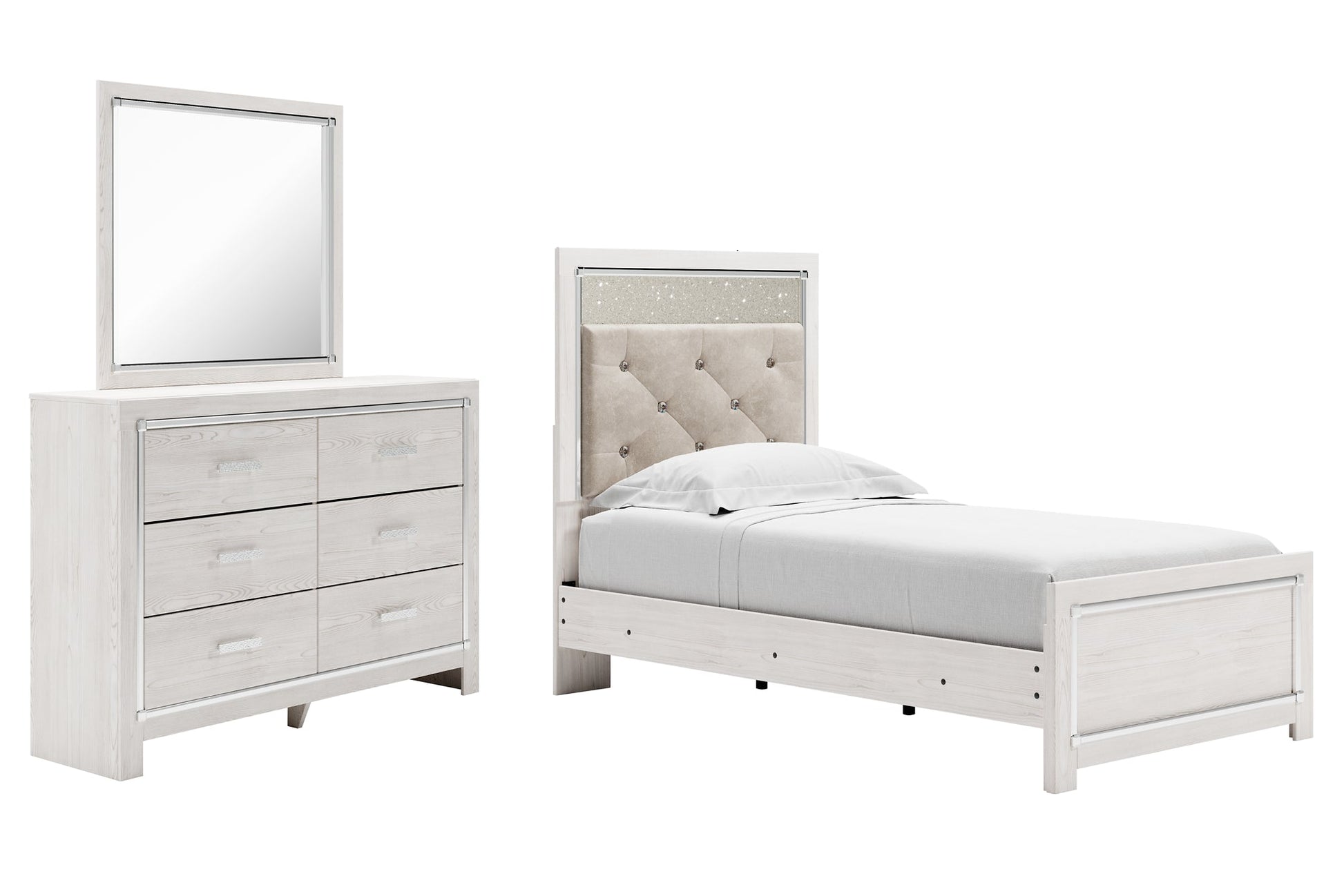 Altyra Twin Panel Bed with Mirrored Dresser Rent Wise Rent To Own Jacksonville, Florida