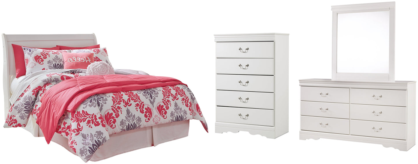 Anarasia Full Sleigh Headboard with Mirrored Dresser and Chest Rent Wise Rent To Own Jacksonville, Florida