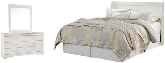 Anarasia Queen Sleigh Headboard with Mirrored Dresser Rent Wise Rent To Own Jacksonville, Florida