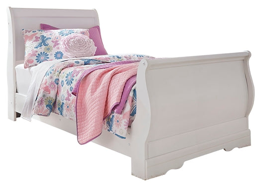 Anarasia Twin Sleigh Bed with Mirrored Dresser and Nightstand Rent Wise Rent To Own Jacksonville, Florida