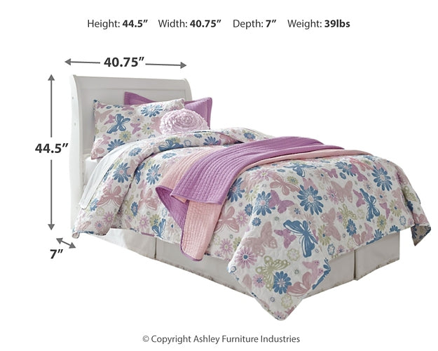 Anarasia Twin Sleigh Headboard with Mirrored Dresser, Chest and 2 Nightstands Rent Wise Rent To Own Jacksonville, Florida