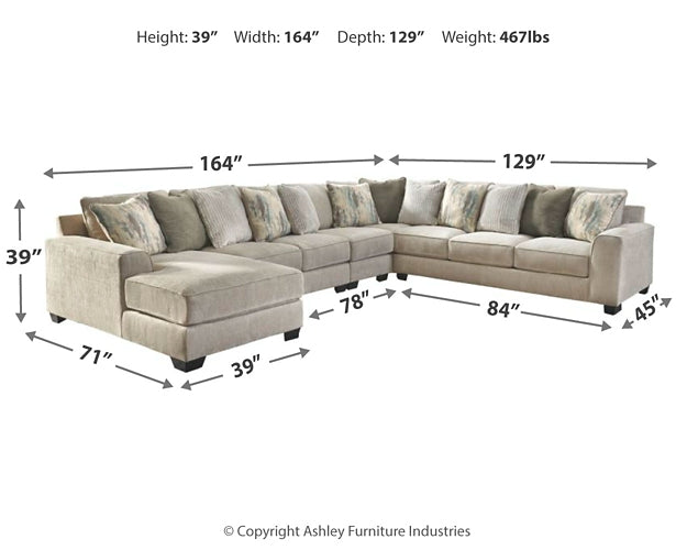 Ardsley 5-Piece Sectional with Ottoman Rent Wise Rent To Own Jacksonville, Florida