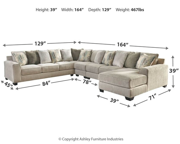 Ardsley 5-Piece Sectional with Ottoman Rent Wise Rent To Own Jacksonville, Florida