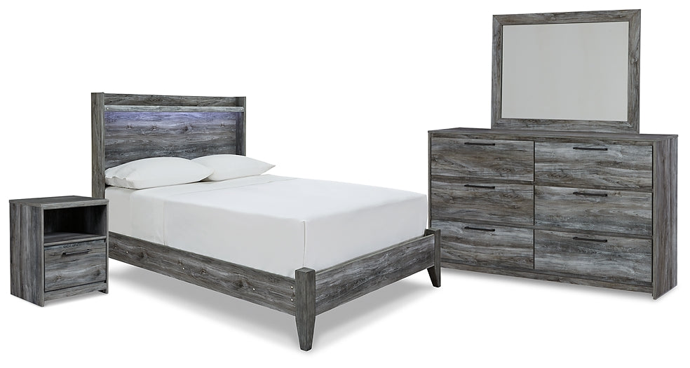 Baystorm Full Panel Bed with Mirrored Dresser and Nightstand Rent Wise Rent To Own Jacksonville, Florida