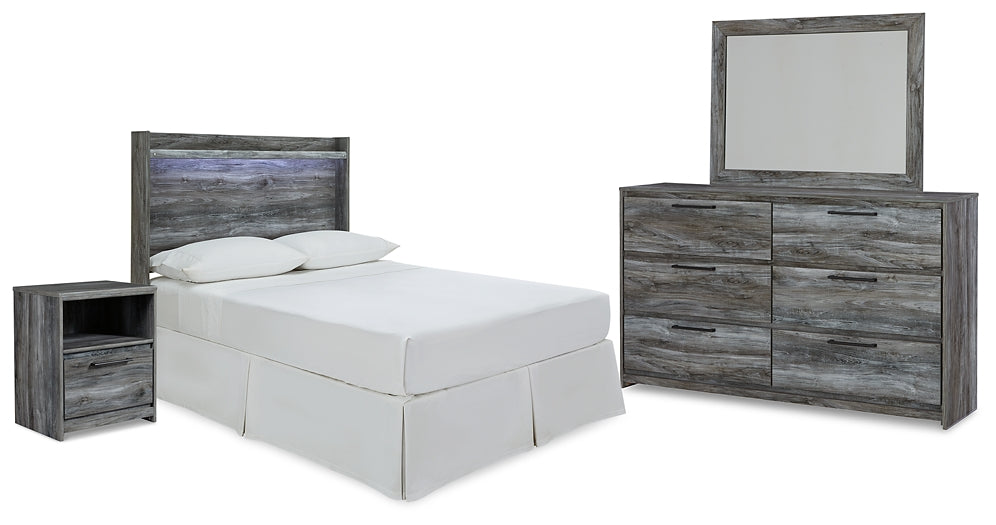 Baystorm Full Panel Headboard with Mirrored Dresser and Nightstand Rent Wise Rent To Own Jacksonville, Florida