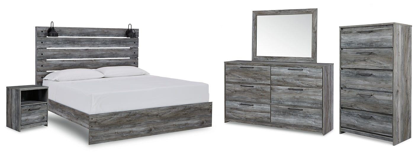 Baystorm King Panel Bed with Mirrored Dresser, Chest and Nightstand Rent Wise Rent To Own Jacksonville, Florida