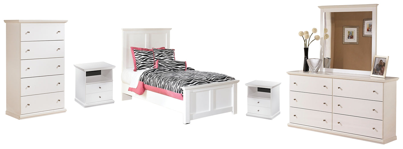 Bostwick Shoals Twin Panel Bed with Mirrored Dresser, Chest and 2 Nightstands Rent Wise Rent To Own Jacksonville, Florida