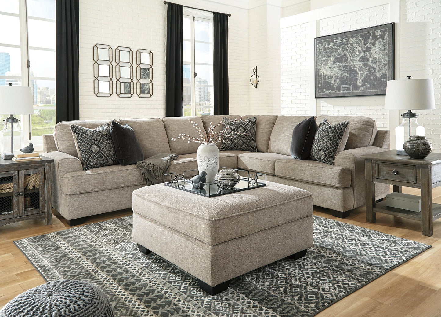 Bovarian 3-Piece Sectional with Ottoman Rent Wise Rent To Own Jacksonville, Florida