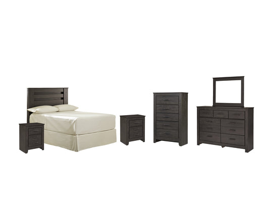 Brinxton Full Panel Headboard with Mirrored Dresser, Chest and 2 Nightstands Rent Wise Rent To Own Jacksonville, Florida