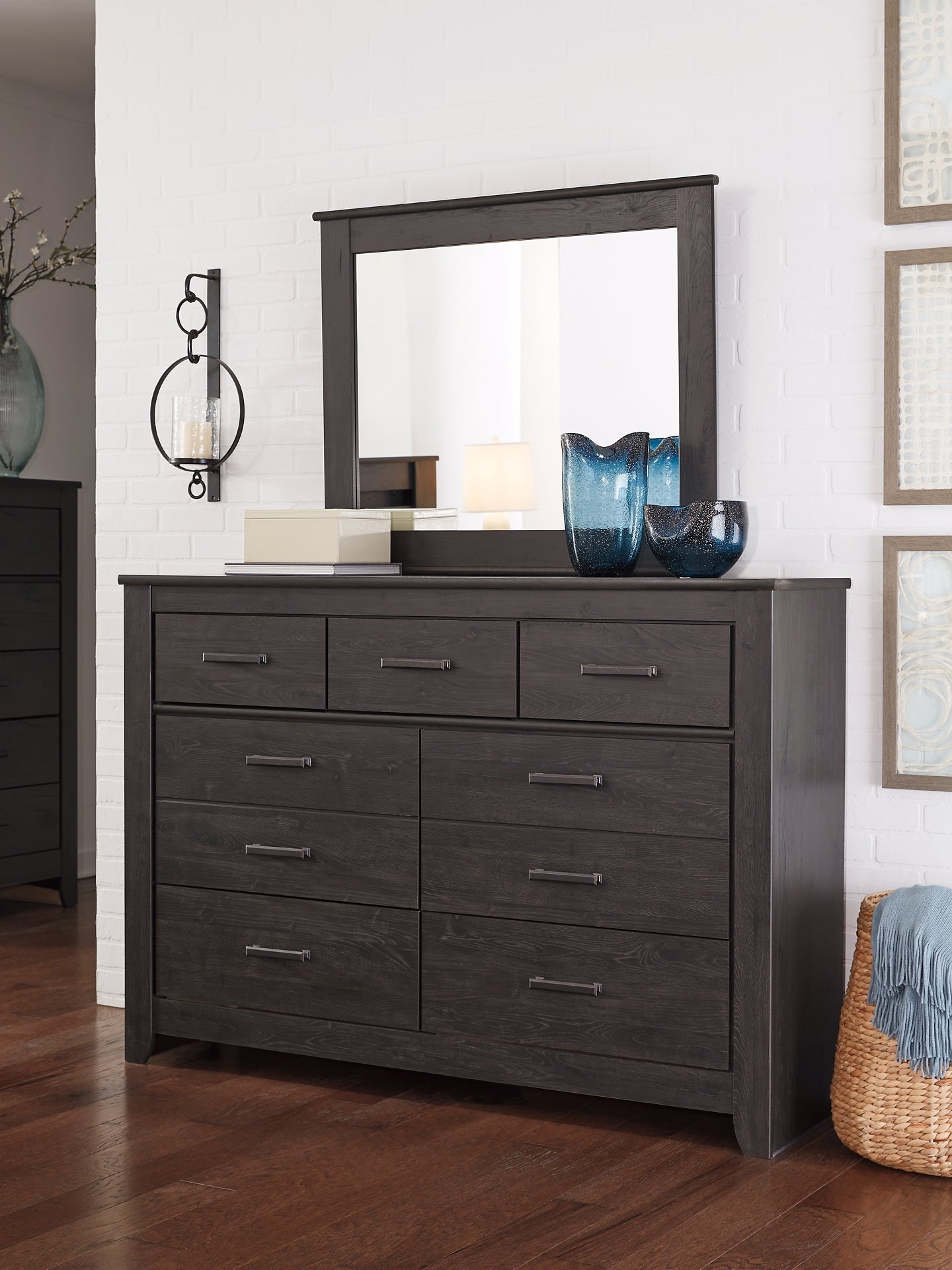 Brinxton King Panel Bed with Mirrored Dresser Rent Wise Rent To Own Jacksonville, Florida