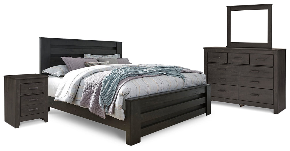 Brinxton King Panel Bed with Mirrored Dresser and Nightstand Rent Wise Rent To Own Jacksonville, Florida