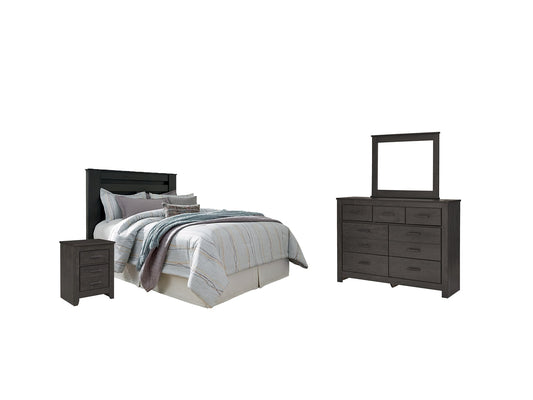 Brinxton Queen/Full Panel Headboard with Mirrored Dresser and 2 Nightstands Rent Wise Rent To Own Jacksonville, Florida