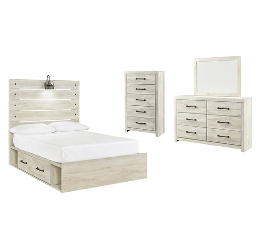 Cambeck Full Panel Bed with 4 Storage Drawers with Mirrored Dresser and Chest Rent Wise Rent To Own Jacksonville, Florida