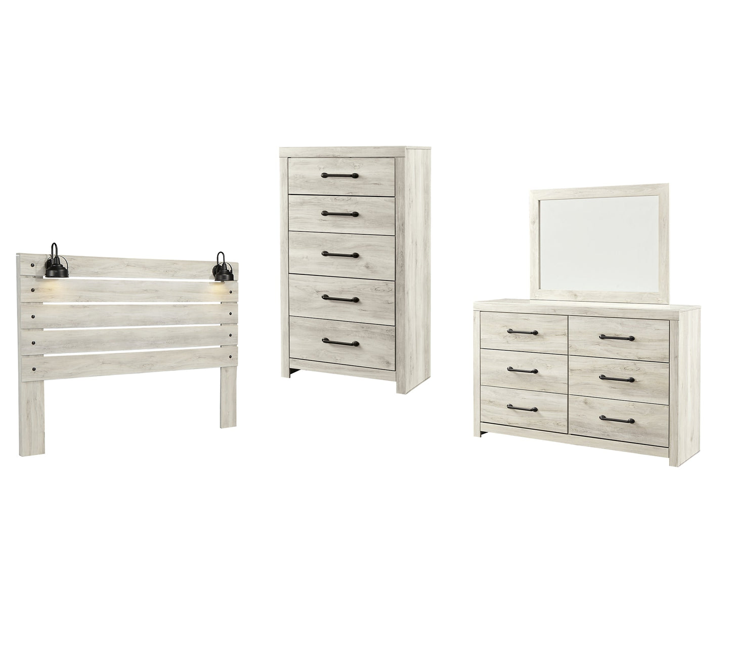 Cambeck King Panel Headboard with Mirrored Dresser and Chest Rent Wise Rent To Own Jacksonville, Florida