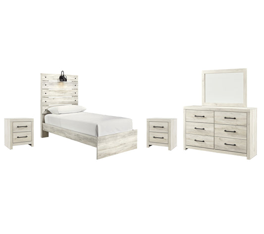 Cambeck Twin Panel Bed with Mirrored Dresser and 2 Nightstands Rent Wise Rent To Own Jacksonville, Florida