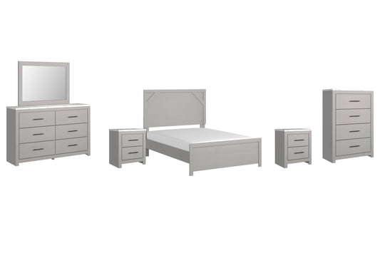 Cottonburg Full Panel Bed with Mirrored Dresser, Chest and 2 Nightstands Rent Wise Rent To Own Jacksonville, Florida