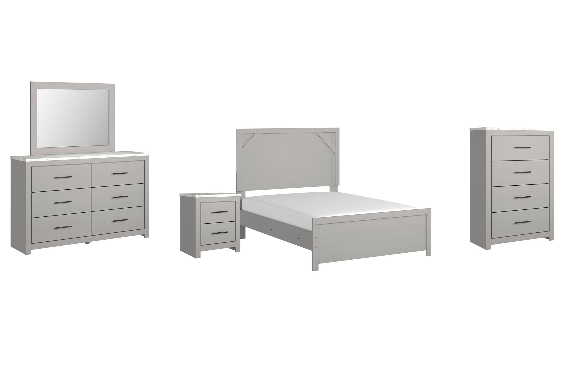 Cottonburg Full Panel Bed with Mirrored Dresser, Chest and Nightstand Rent Wise Rent To Own Jacksonville, Florida
