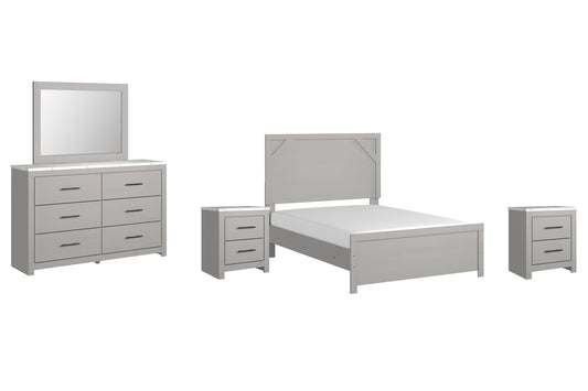 Cottonburg Full Panel Bed with Mirrored Dresser and 2 Nightstands Rent Wise Rent To Own Jacksonville, Florida