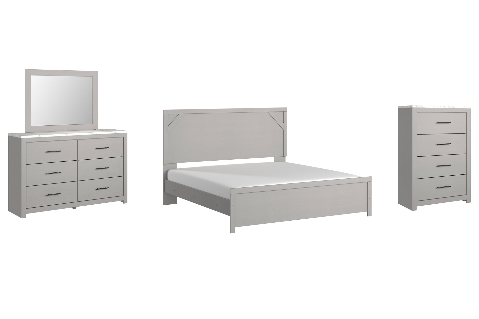 Cottonburg King Panel Bed with Mirrored Dresser and Chest Rent Wise Rent To Own Jacksonville, Florida