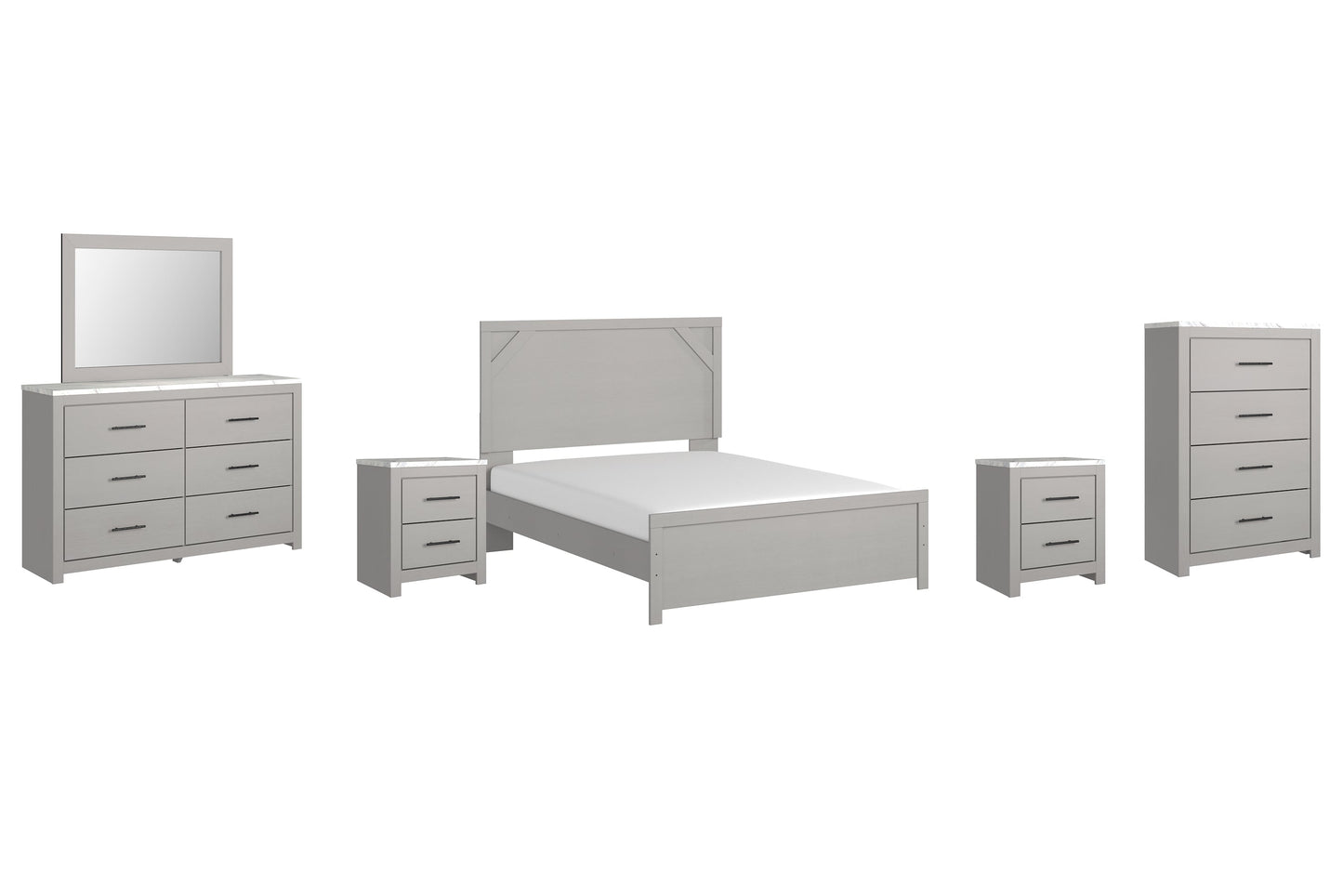 Cottonburg Queen Panel Bed with Mirrored Dresser, Chest and 2 Nightstands Rent Wise Rent To Own Jacksonville, Florida