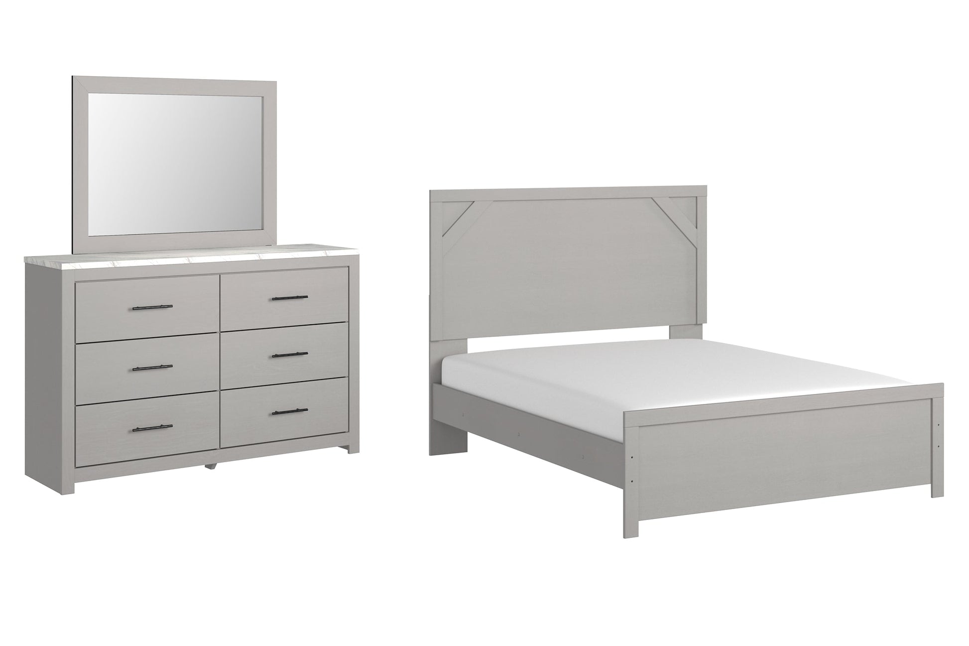 Cottonburg Queen Panel Bed with Mirrored Dresser Rent Wise Rent To Own Jacksonville, Florida