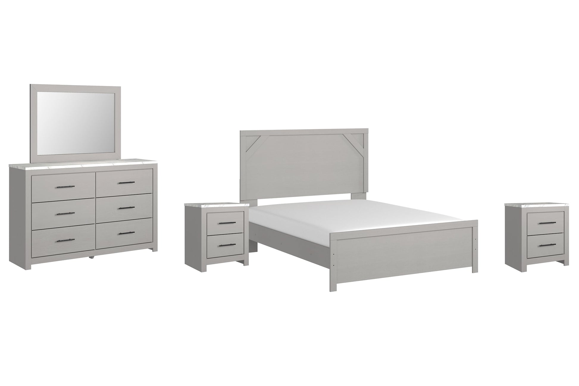 Cottonburg Queen Panel Bed with Mirrored Dresser and 2 Nightstands Rent Wise Rent To Own Jacksonville, Florida