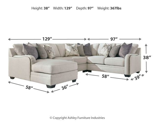 Dellara 4-Piece Sectional with Ottoman Rent Wise Rent To Own Jacksonville, Florida