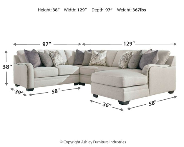 Dellara 4-Piece Sectional with Ottoman Rent Wise Rent To Own Jacksonville, Florida