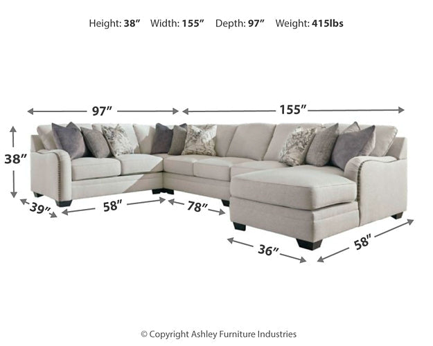 Dellara 5-Piece Sectional with Ottoman Rent Wise Rent To Own Jacksonville, Florida