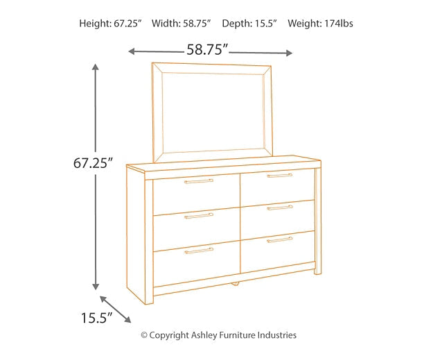 Derekson King Panel Bed with Mirrored Dresser and Nightstand Rent Wise Rent To Own Jacksonville, Florida