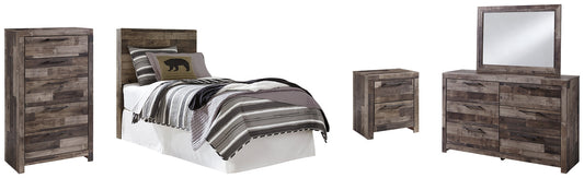 Derekson Twin Panel Headboard with Mirrored Dresser, Chest and Nightstand Rent Wise Rent To Own Jacksonville, Florida