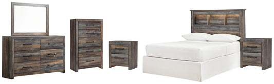 Drystan Full Bookcase Headboard with Mirrored Dresser, Chest and 2 Nightstands Rent Wise Rent To Own Jacksonville, Florida