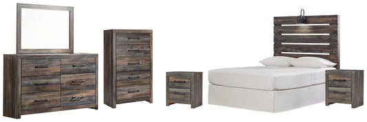 Drystan Full Panel Headboard with Mirrored Dresser, Chest and 2 Nightstands Rent Wise Rent To Own Jacksonville, Florida