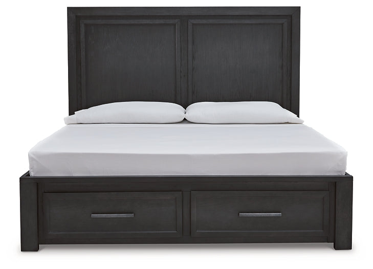 Foyland King Panel Storage Bed with Mirrored Dresser, Chest and Nightstand Rent Wise Rent To Own Jacksonville, Florida