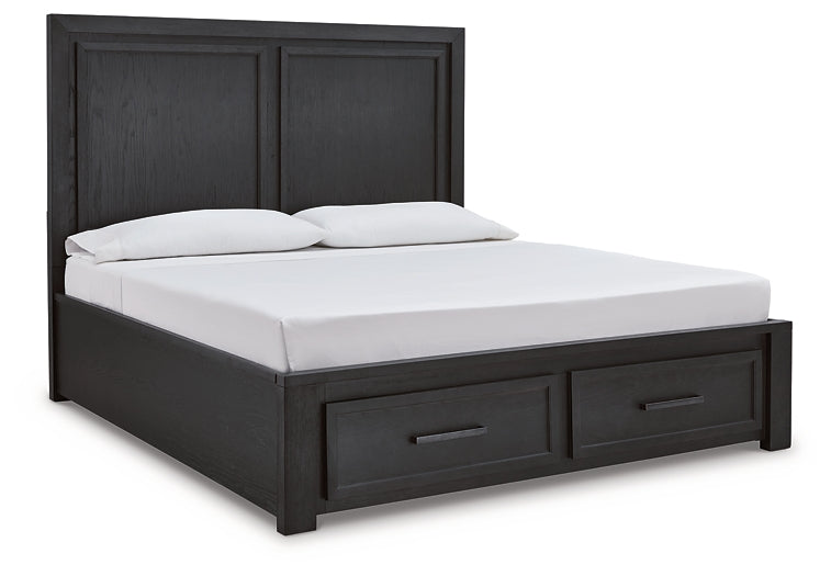 Foyland King Panel Storage Bed with Mirrored Dresser, Chest and Nightstand Rent Wise Rent To Own Jacksonville, Florida