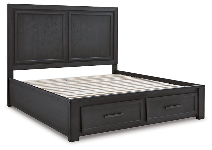 Foyland King Panel Storage Bed with Mirrored Dresser, Chest and Nightstand Rent Wise Rent To Own Jacksonville, Florida