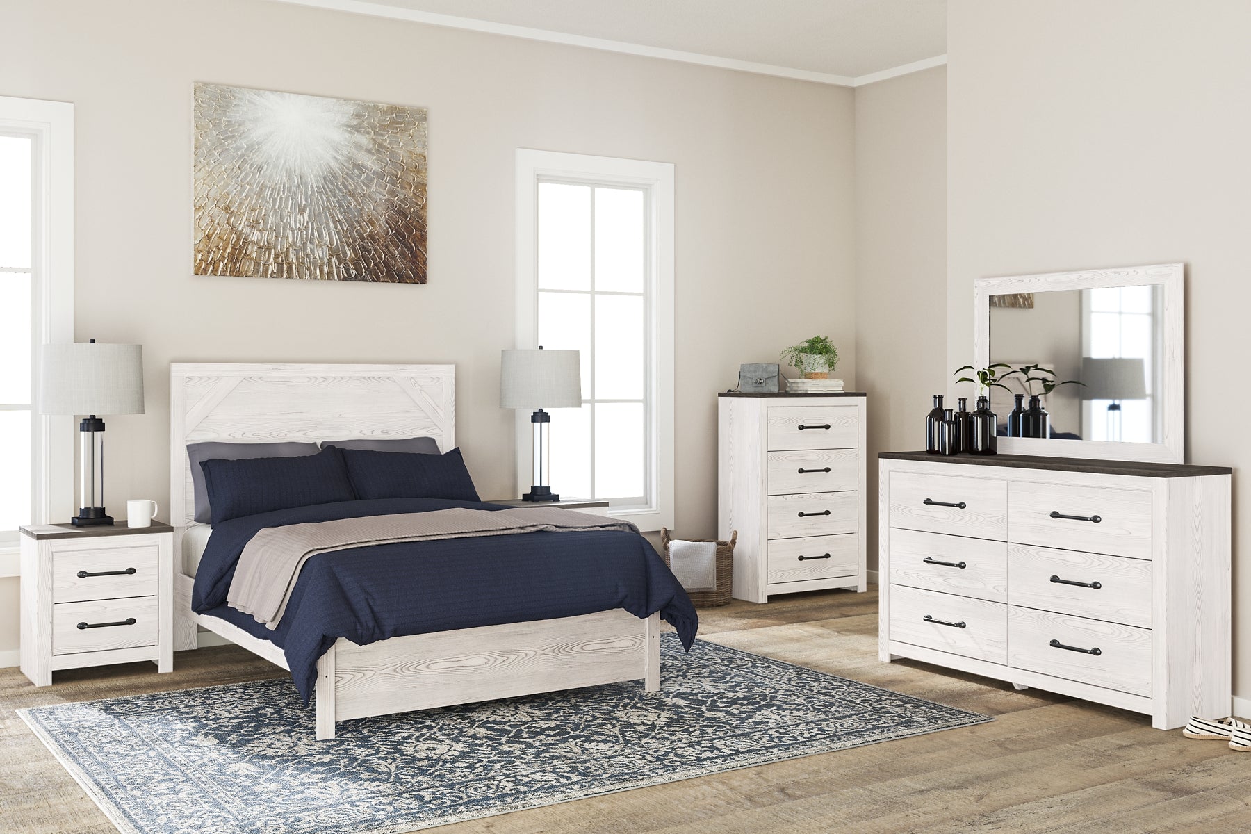 Gerridan Full Panel Bed with Mirrored Dresser, Chest and Nightstand Rent Wise Rent To Own Jacksonville, Florida