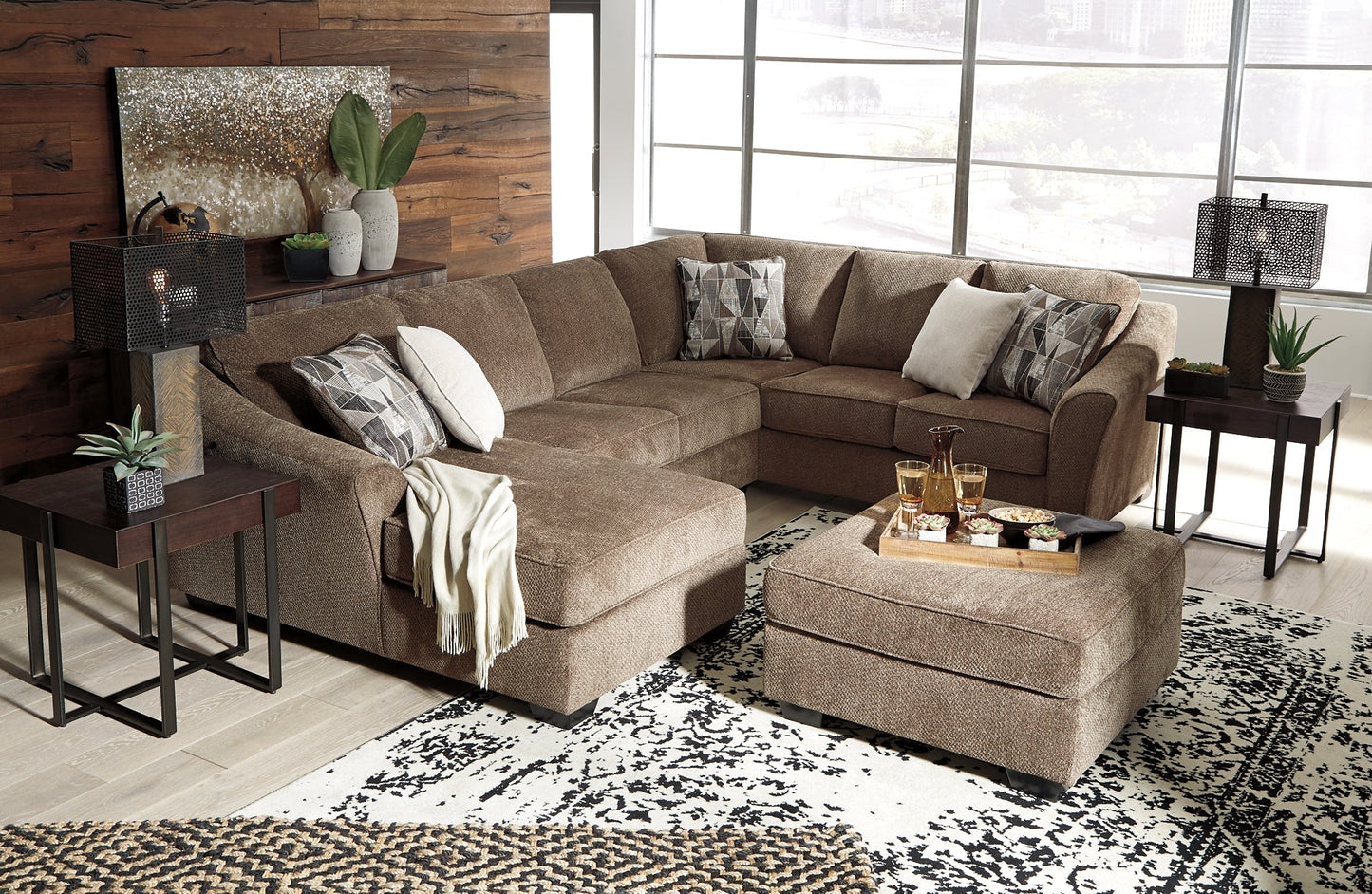 Graftin 3-Piece Sectional with Ottoman Rent Wise Rent To Own Jacksonville, Florida