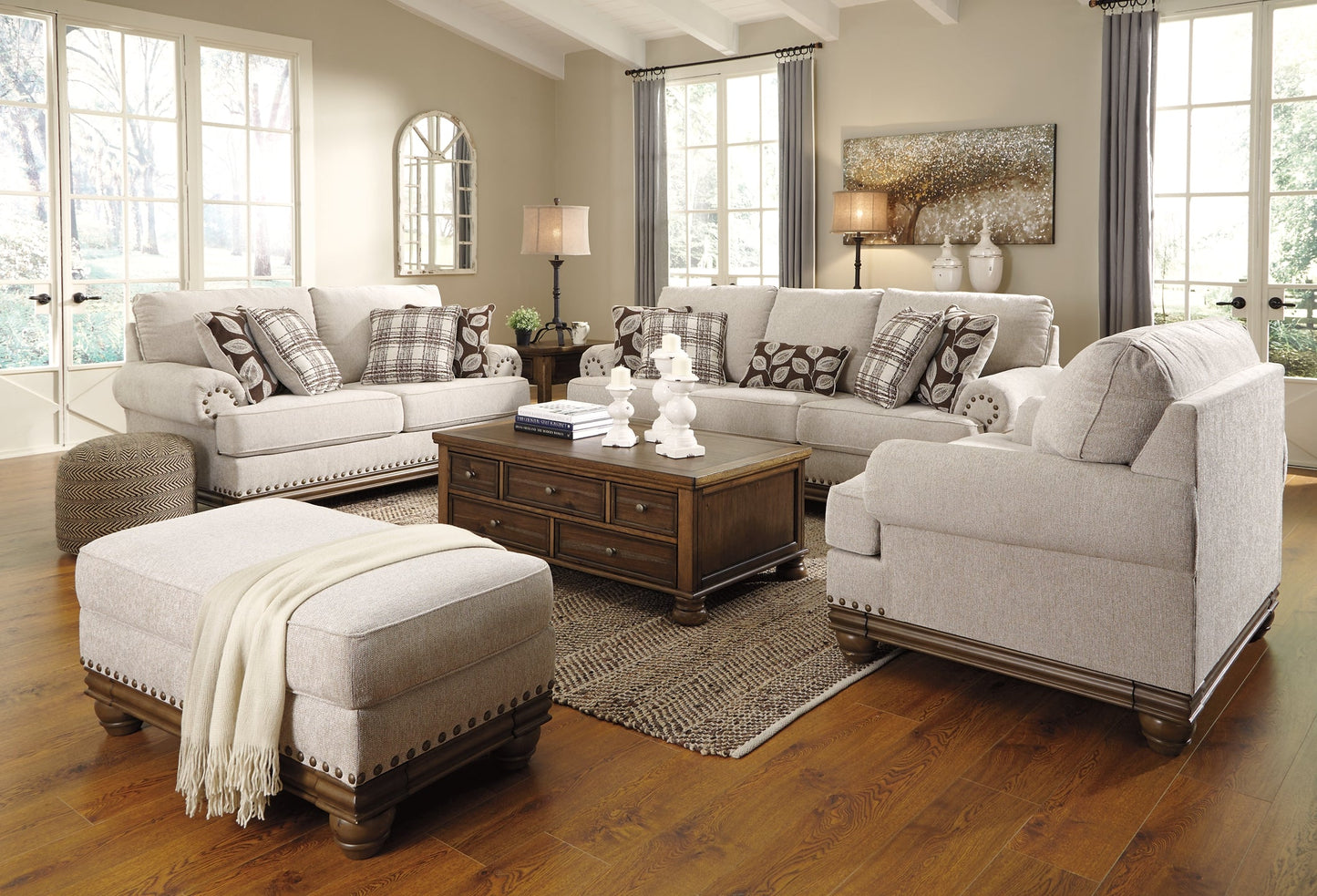 Harleson Sofa, Loveseat, Chair and Ottoman Rent Wise Rent To Own Jacksonville, Florida