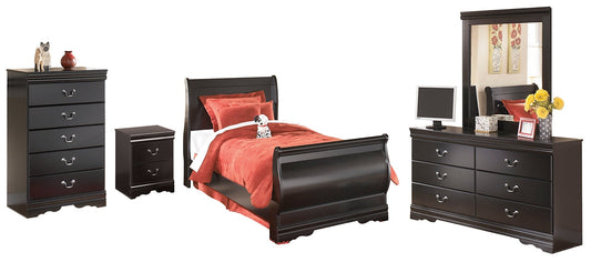 Huey Vineyard Full Sleigh Bed with Mirrored Dresser, Chest and Nightstand Rent Wise Rent To Own Jacksonville, Florida